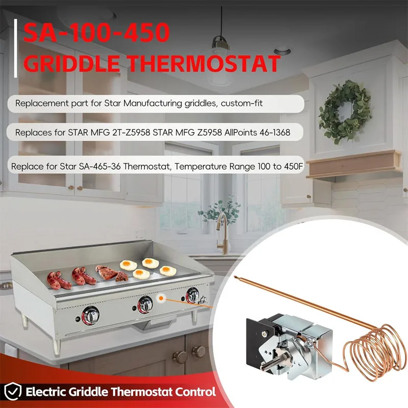 SA-100-450 SA-465-36 Thermostat for Star Max Griddle Temperature Control For Star MFG 2T-Z5958 Z5958 AllPoints 46-1368