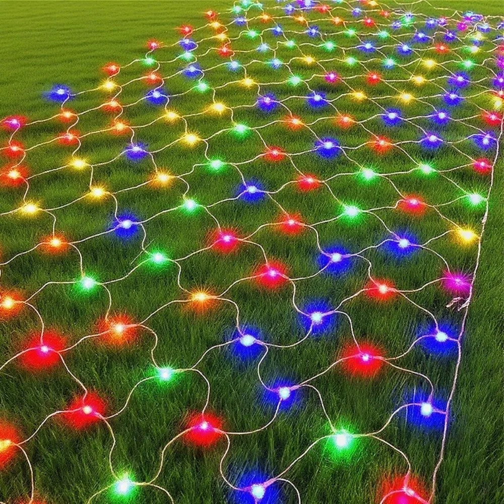 EU Plug LED Net Mesh String Light 3 Color Waterproof Christmas Tree Light 1.5x1.5M 3mx2m Curtain Light New Year Decor