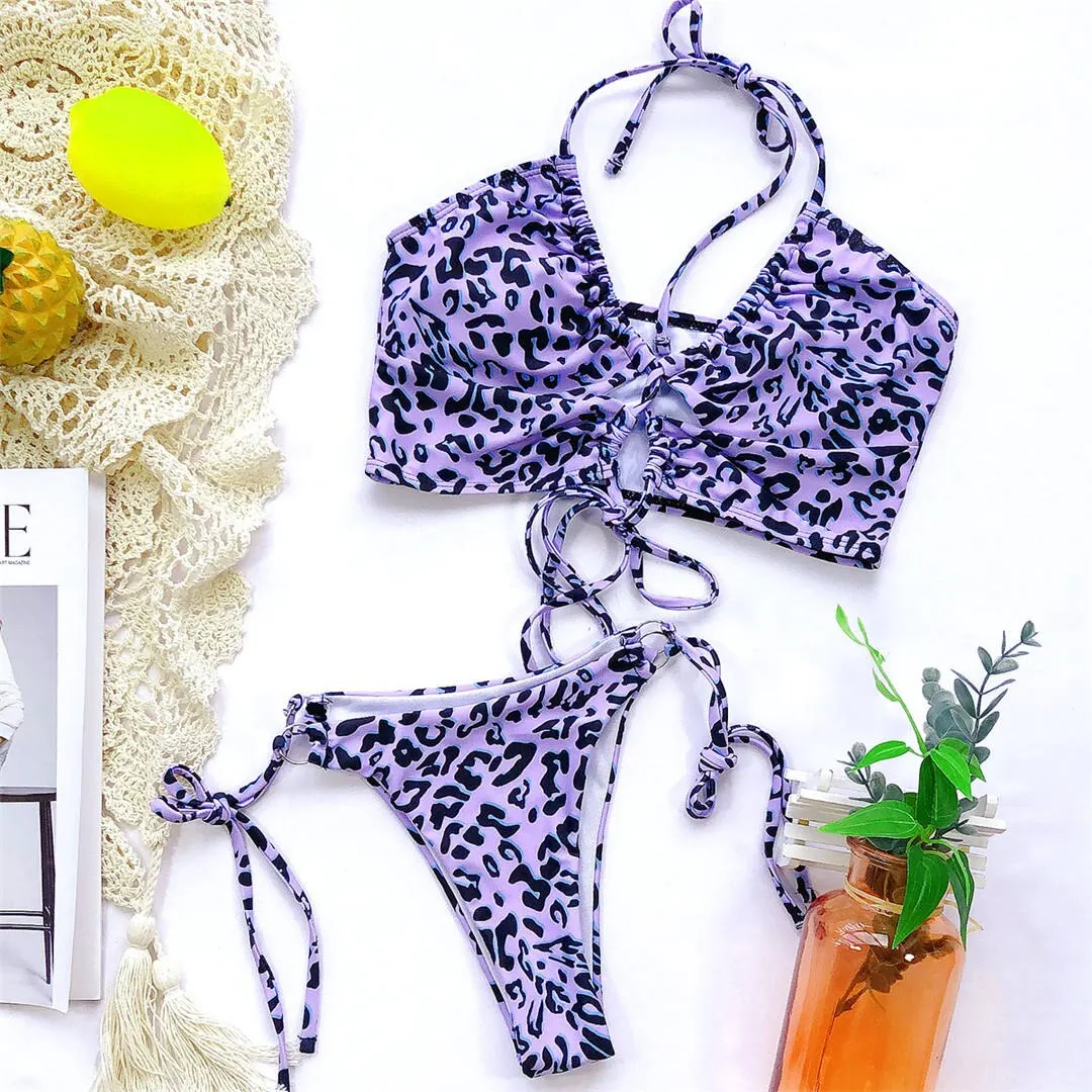 Sexy High-Cut-Leoparden-Bikini, Damen-Badebekleidung, zweiteiliger Bikini-Set, Schnür-Badeanzug, Badeanzug, Badebekleidung, V1708 – Detail 30