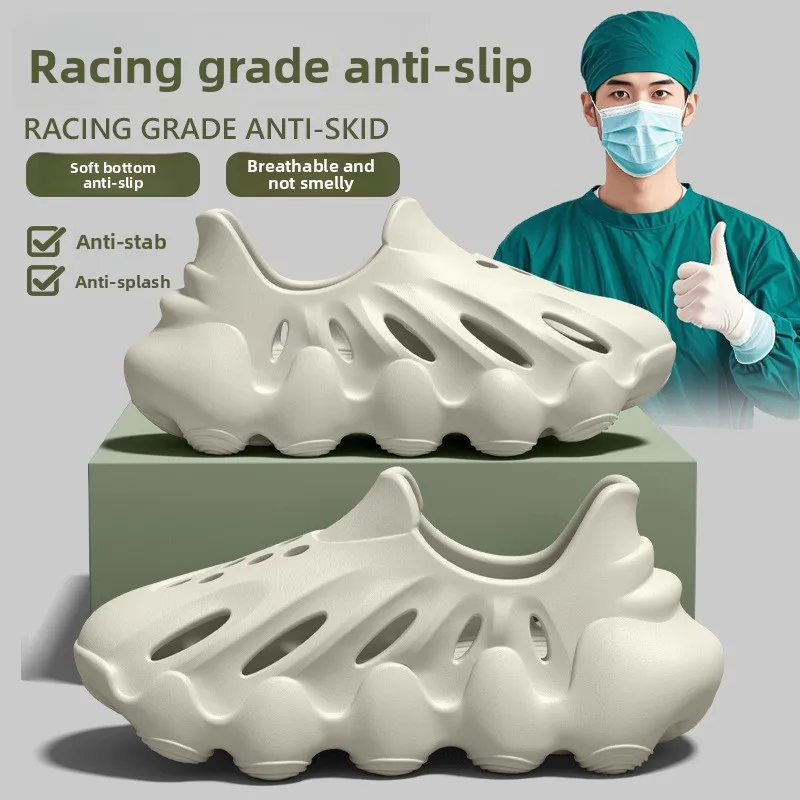 Men Wave Chunky Platform EVA Clog Full Hollow Breathable QuickDry Water Shoe Thick Shock Absorbing Non Slip Outdoor Wade Slipper
