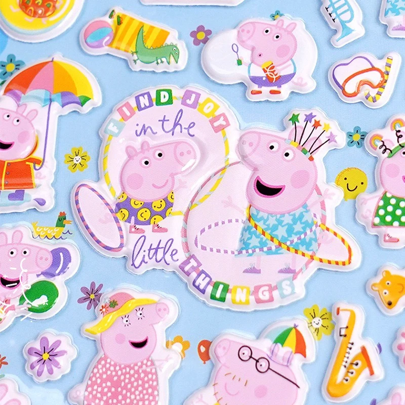 Peppa Pig Cute Cartoon DIY Stereoscopic 3d Bubble Stickers Hand Ledger Decorative Stickers for Children's Favorite Gifts