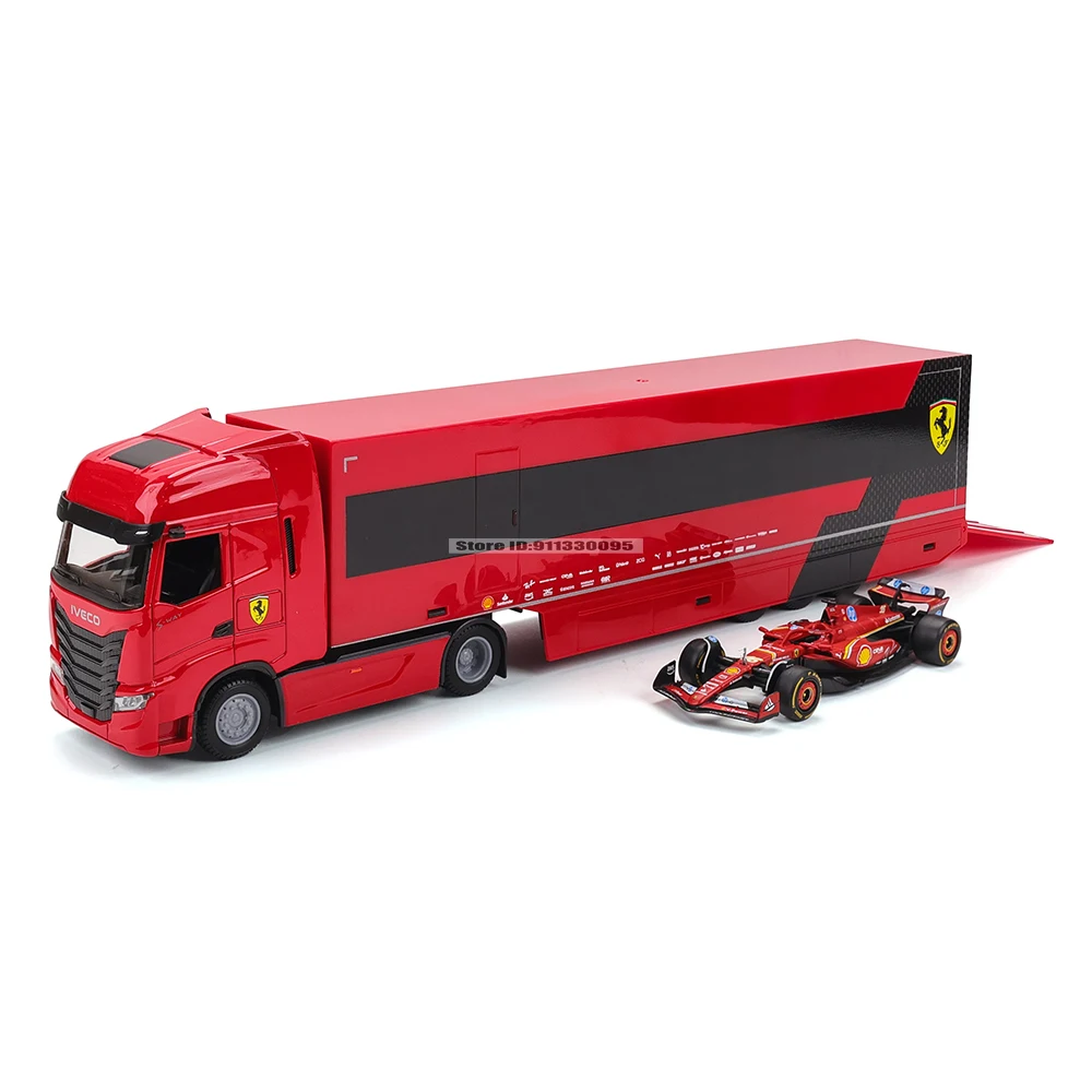 Bburago 1:43 2024 F1 FERRARI SF24 SET HAULLER # 16 CHARLES LECLERC MERCEDES-AMG W15 auto di lusso in lega pressofusa modello di auto giocattolo serie