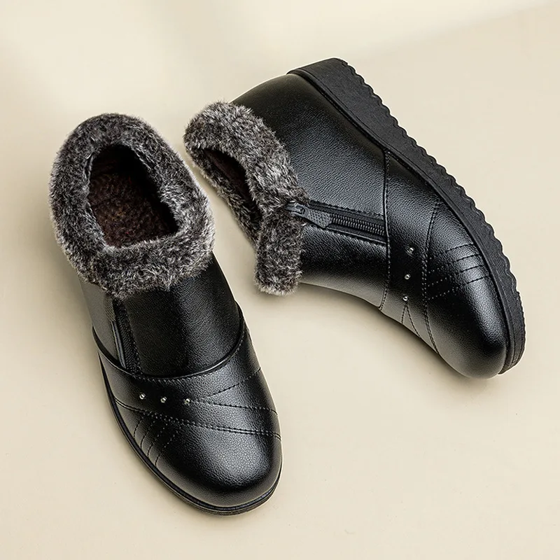 Winter Women's Snow Boots Plush Womens Ankle Boots Keep Warm Comfortable Cotton Shoes Non Slip Shoes for Women Soft Leather New