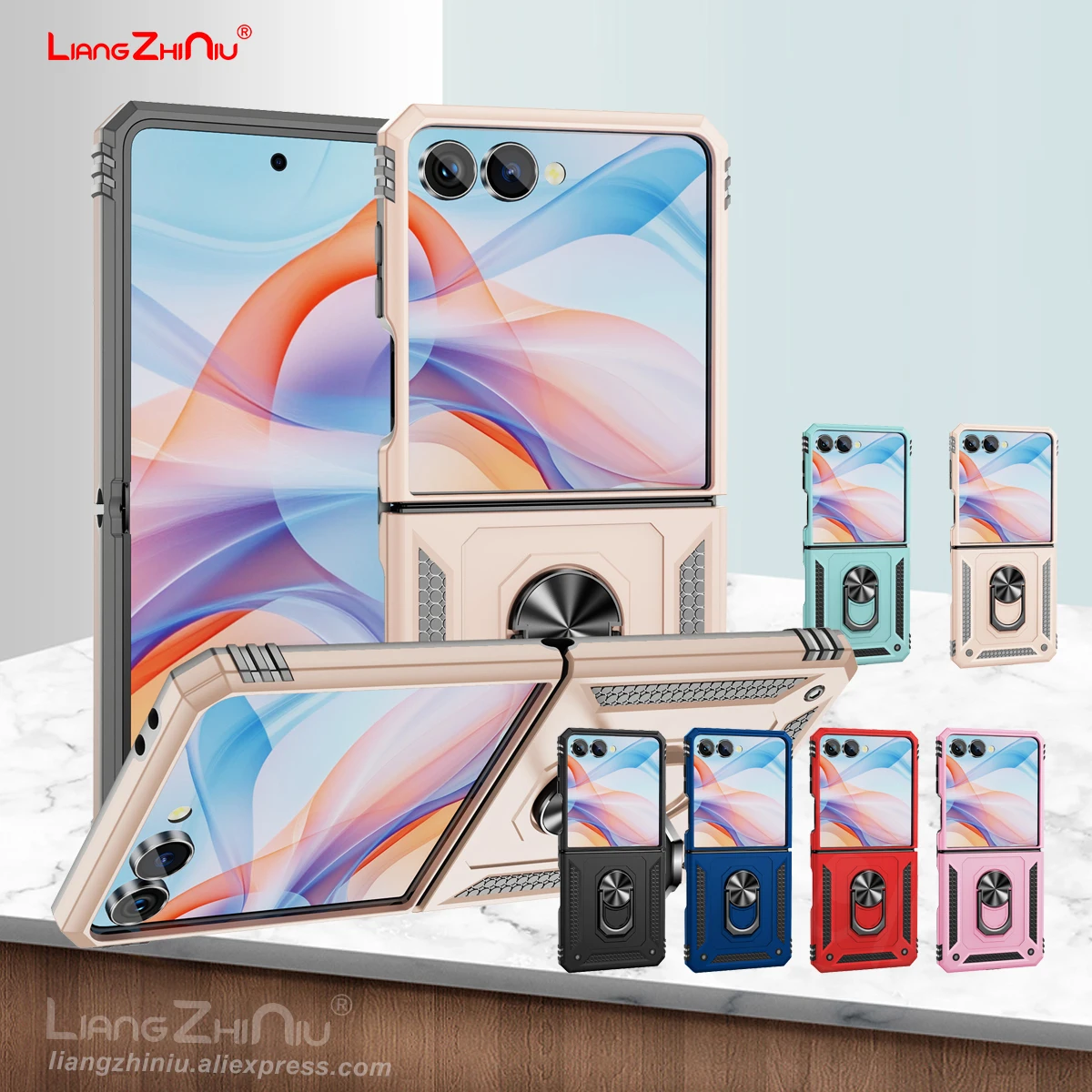 

Для Samsung Galaxy Z Flip 7 6 5, чехол из ТПУ + ПК, магнитная вращающаяся складная подставка, универсальная защита на 360 градусов, противоударный чехол