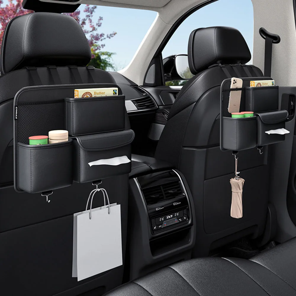 Car Backseat Organizer Anti Kick Pad Cup Holder Car seat back storage hanging bag with Hook Tissue Holder Car Accessories