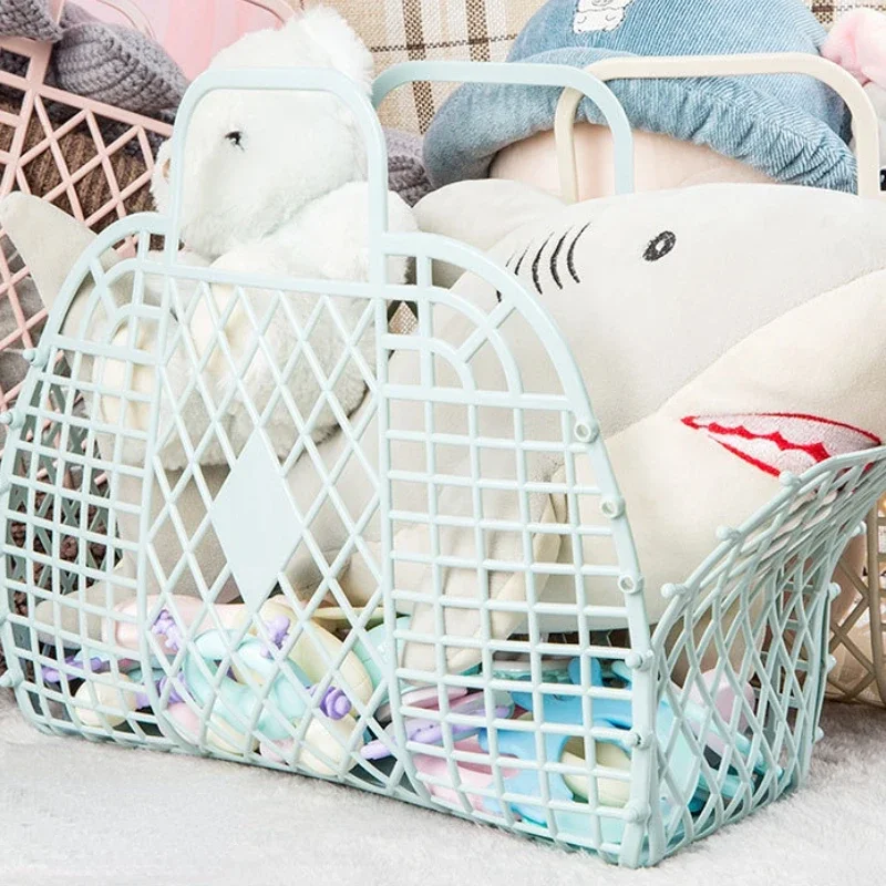 Hollow Model Plastic Vegetable Basket Handbag Jewelry Basket Shopping Storage Bathroom Basket Fruit Vegetable Toys Sundries Bag