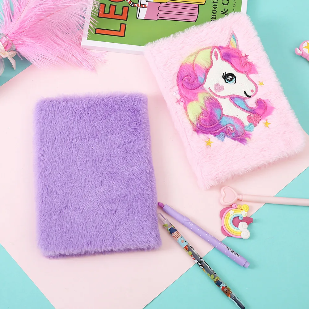 New Cartoon Fantasy Unicorn Plush Notebook Pink Soft Girl Notebooks Memories Diary Book Handbook Journal