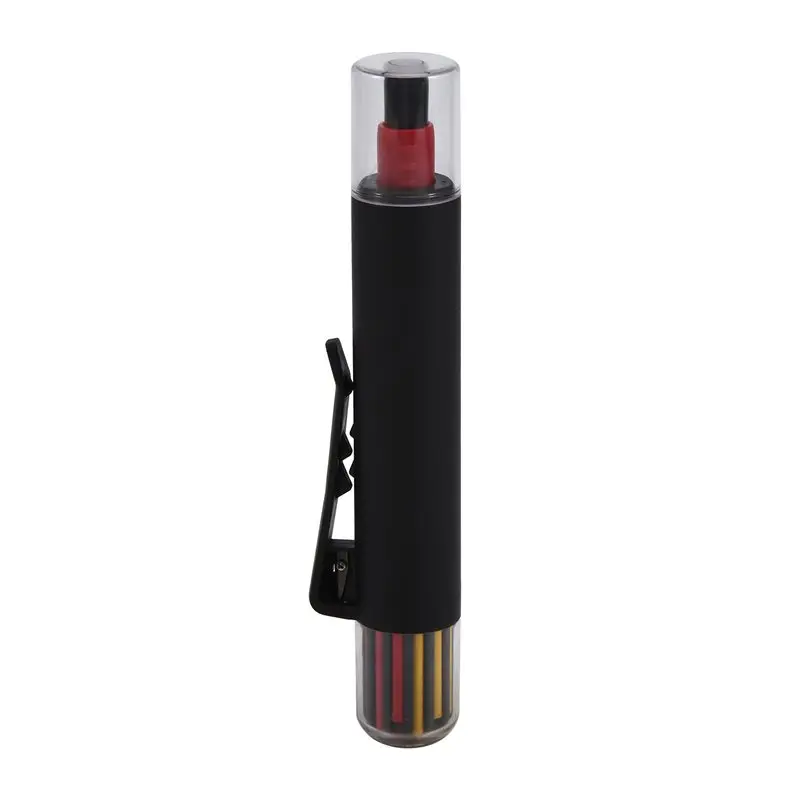 

A01F-Solid Carpenter Pencil Woodworking Mechanical 3 Colors Refill Construction Marking Scriber Built-In Sharpener Black