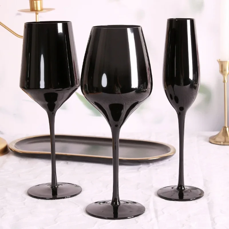 Nordic Black Lead-Free Crystal Glass Champagne Cup Goblet Wine Glass Light Luxury Retro Multi-Purpose Wine Glasses