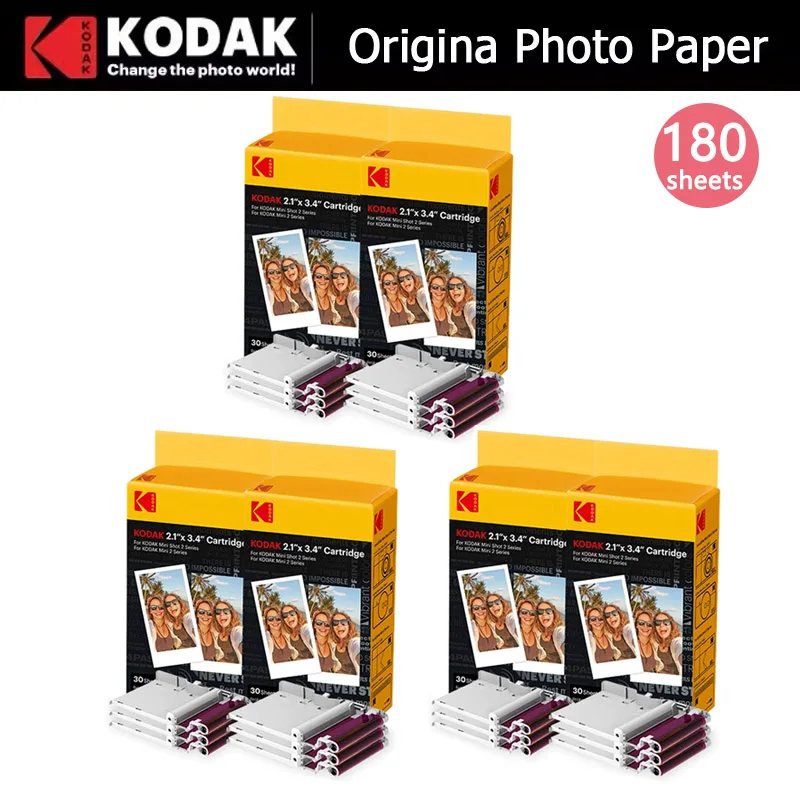 Original Kodak Photo Paper 2/3/4inch Printer Photo Paper 60-240 sheets For C210R /C300R/PD460 Minishot Mobile Phone Printer