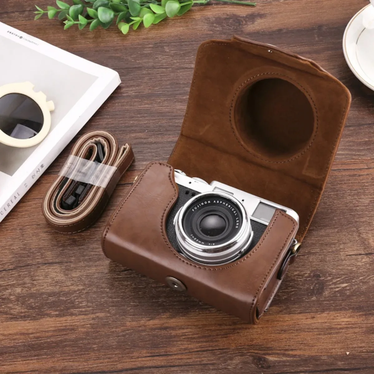 

Винтажный чехол для камеры из искусственной кожи с ремешком для Fuji X100V X100F X100T X100S Canon M2 M10 M100 G5X2 G7X2/3 GR2/3