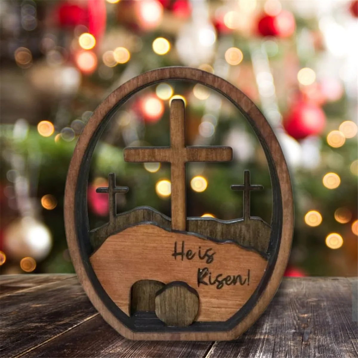 ABJZ Decorazione cristiana pasquale Tomba riutilizzata Kit vassoio scena resurrezione a strati Segno presepe Gesù artigianale