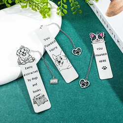 Stainless Steel Bookmark Pet Dog Bookmark With Metal Pendant For Bookworm Ladies, Book Lovers, Stationery Reading Markers