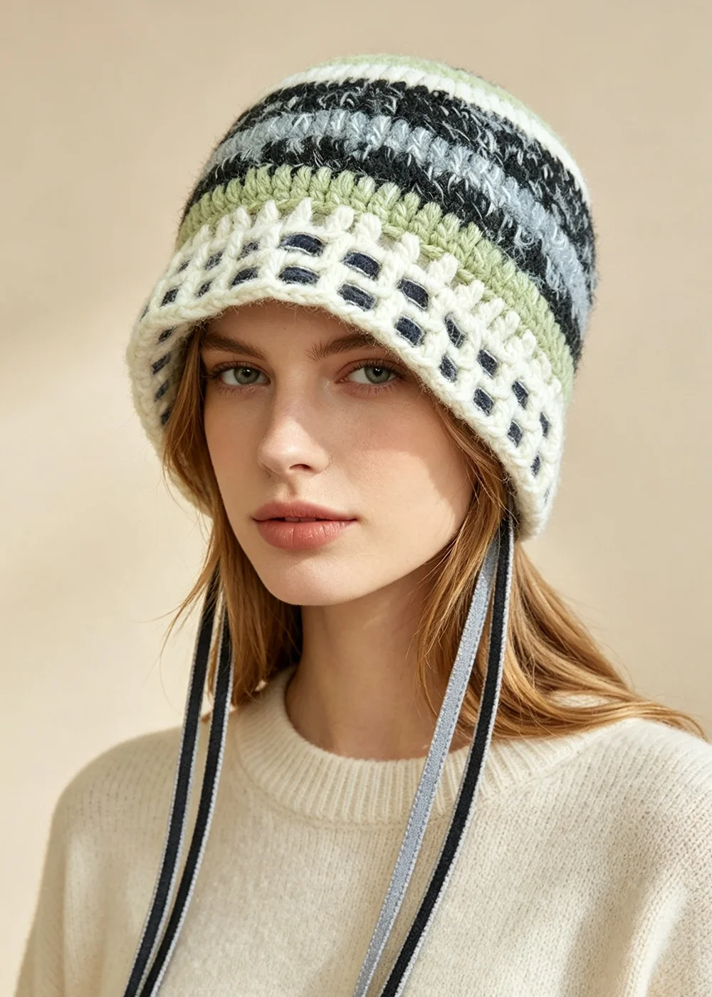 Y2K Bucket cap colorful cashmere knitted basin cap Autumn and Winter Thickened Warmth and Cold Protection Hat Fisherman's Hat