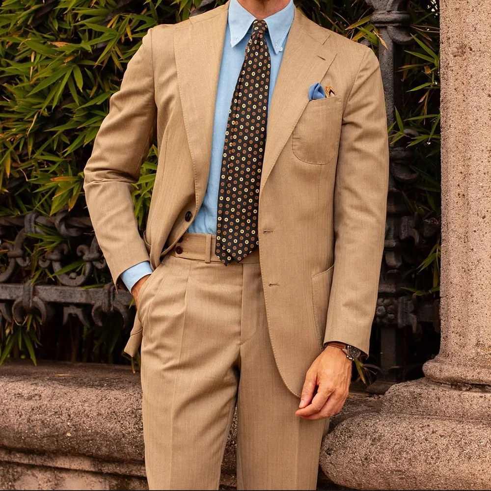 

Men 2 Piece Suit Set Single Breasted Slim Fit Business Suit Formal Elegant Office Wear Comfortable Stylish Blazer and Pants Casu