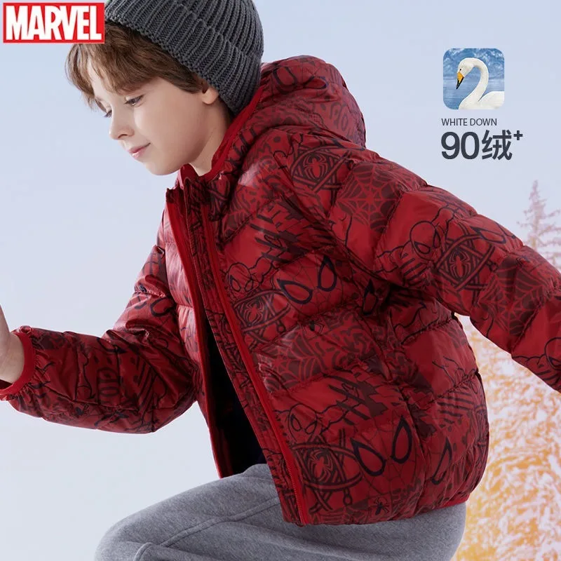 Marvel Spiderman Peripheral Movies Winter Children's Contrast Color Down Jacket Outdoor Lightweight Warm White Duck Down Jacket