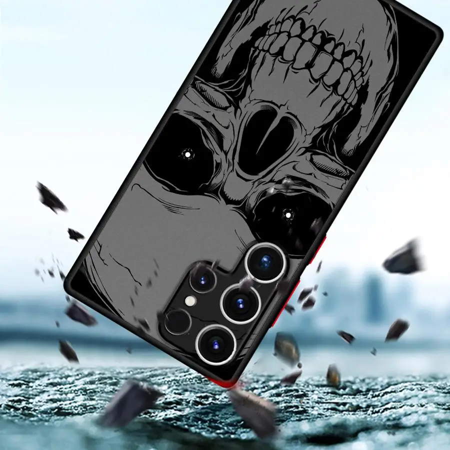 Case for Samsung Galaxy S9 S24 FE S21 S25 Edge S10 S22 Plus S23 Ultra S20 Back Phone Cover Skull Head And Rose