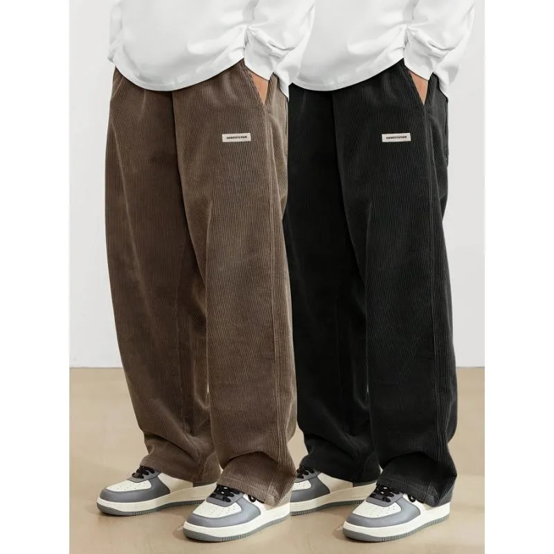 

Men's 2Pack Corduroy Sweatpants with Drawstring Polyester Straight Leg Neutral Style Casual Pants for Spring Season