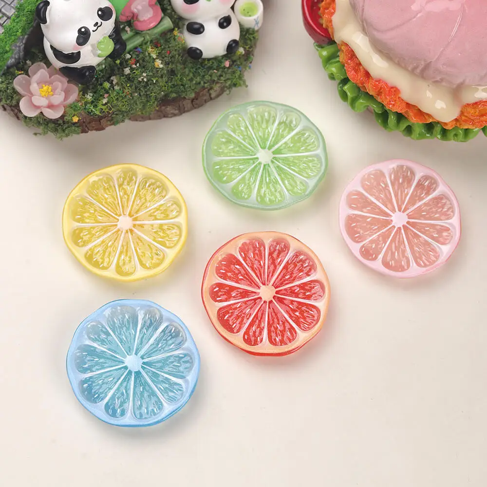 Image of 10 Stück Niedliche Miniatur-Frucht-Zitronenscheiben-Anhänger DIY Haarspangen Schlüsselanhänger Handyhüllen-Zubehör Dekoration DIY-Accessoires