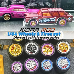 Kicarmod 1/64 Metal Rims Model wheels with Plastic Spokes and Brake Discs Hobby Collection Wheels D:13mm+15mm 1 Set