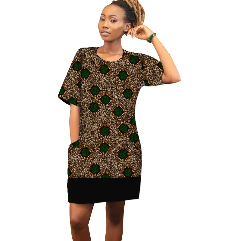 ผู้หญิงลําลองแขนสั้นเสื้อ T Vintage O คอพิมพ์ชุดมินิหลวม Elegant Mini Dress Streetwear Sundress