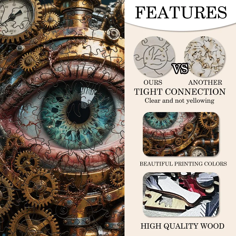 Holzpuzzle im Steampunk-Stil, Cyberpunk-Thema, lässiges Stressabbau-Spiel für Unterhaltung