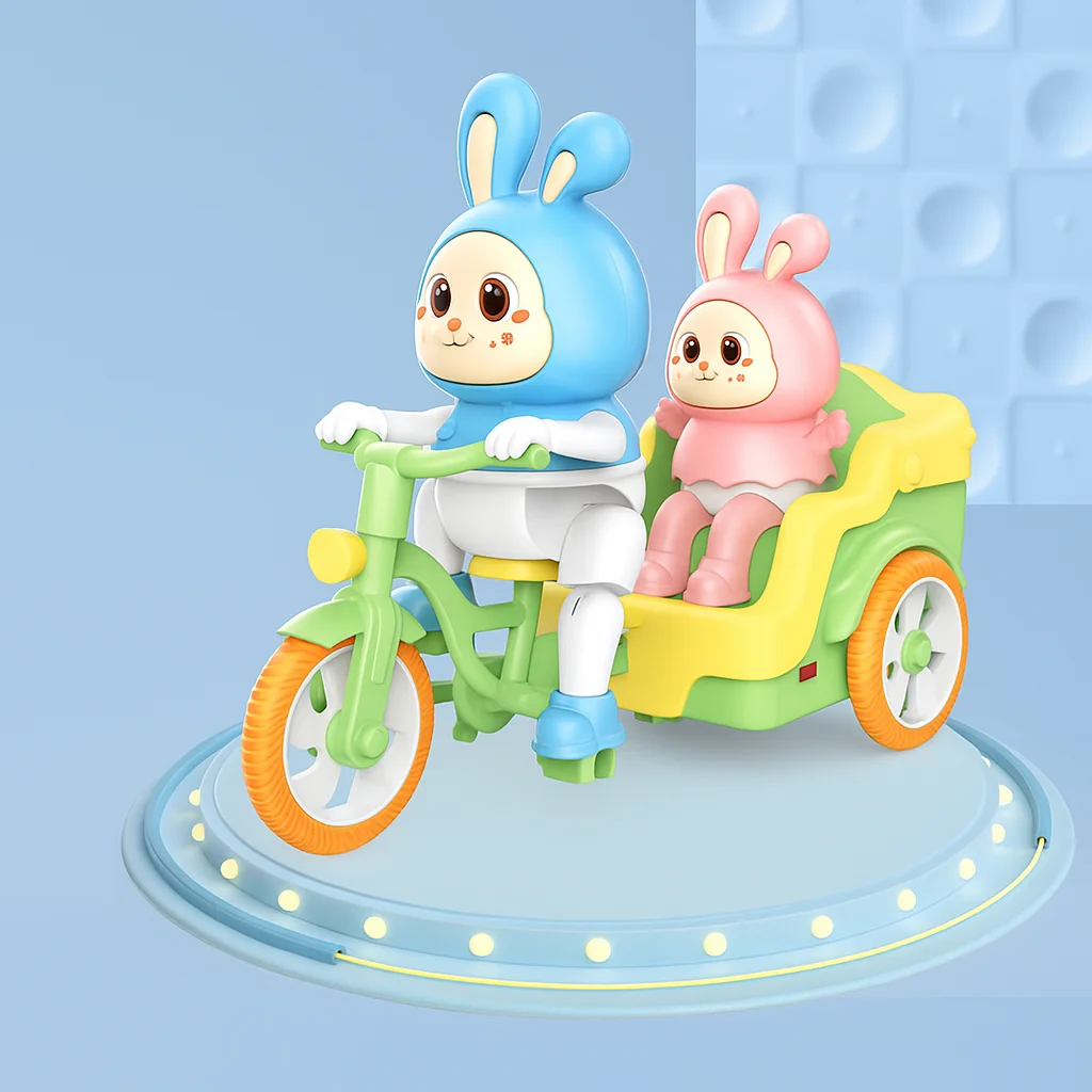 Puzzel elektrische fiets driewieler speelgoed konijntje pedaal driewieler elektrisch speelgoed voor jongens en meisjes geschenken