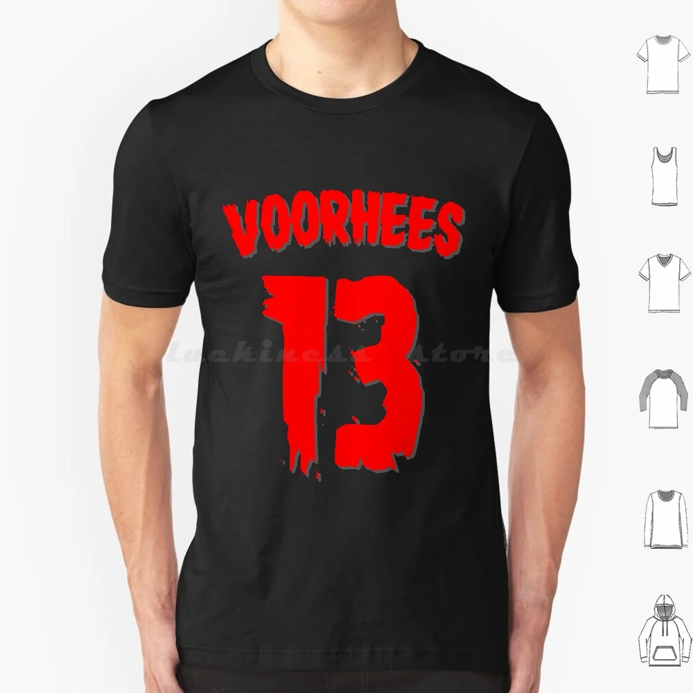 تي شيرت Slashers Voorhees 13 Jersey-Horror Movie Men _ S هدية مثالية جيسون فورهيس هدية مقاس كبير 100% قطن جيسون
