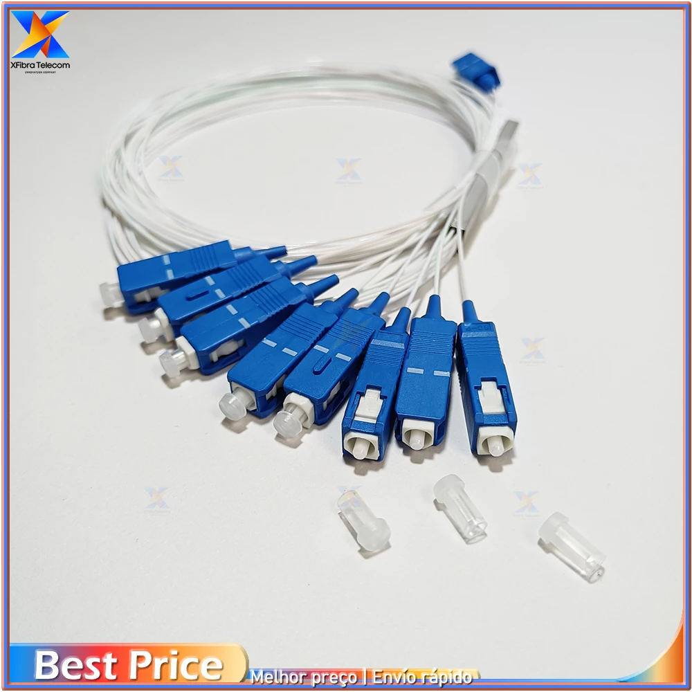 

50pcs 1x8 SC UPC Single Mode Fiber Optical PLC Splitter SC UPC Single Mode Fiber Optical FTTH 0.9mm Mini PLC Splitter