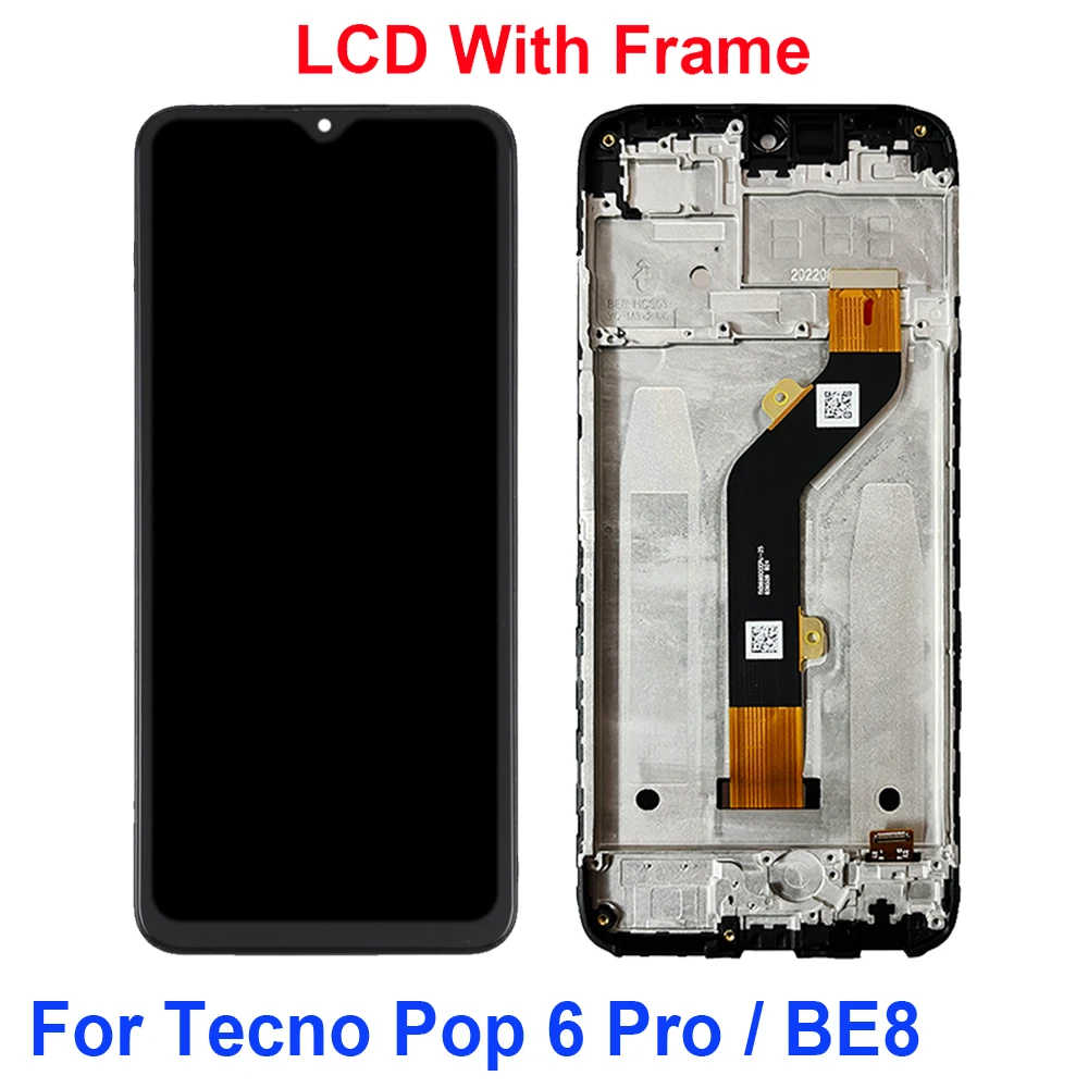 For Tecno Pop 6 Pro 6Pro BE8 BE7 LCD Display Touch Screen Digiziter Assembly For Tecno Pop6 Pro Pop6Pro LCD