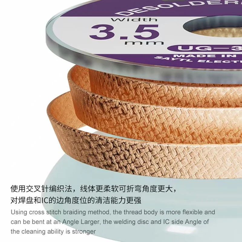 3Pcs/lot Solder wick braid 1.5/2.0/2.5/3.0/3.5mm Width desoldering wire soldering copper wire for PCB BGA Solder cleaning tool