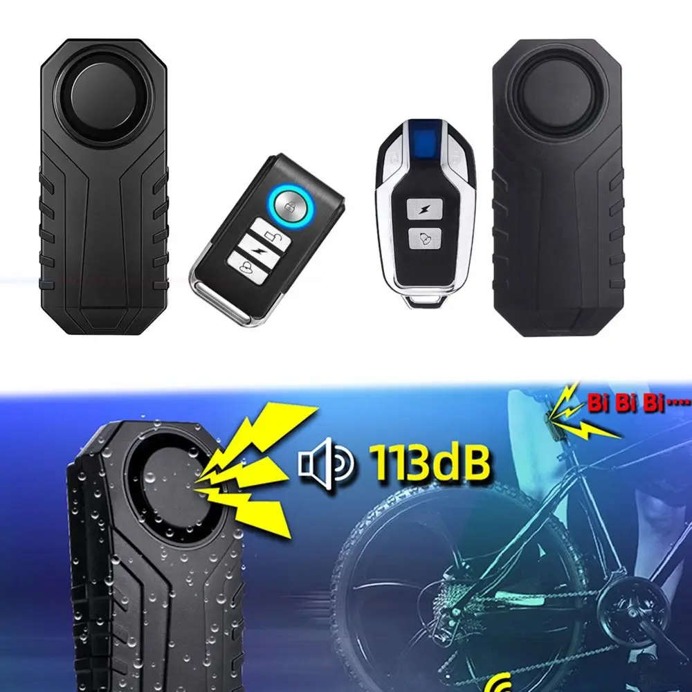 with Remote Bike Alarm Bell Wireless Anti-Theft Vibration Vehicle Security Alarm System 113dB Super Loud E-Bike Motorcycle Alarm