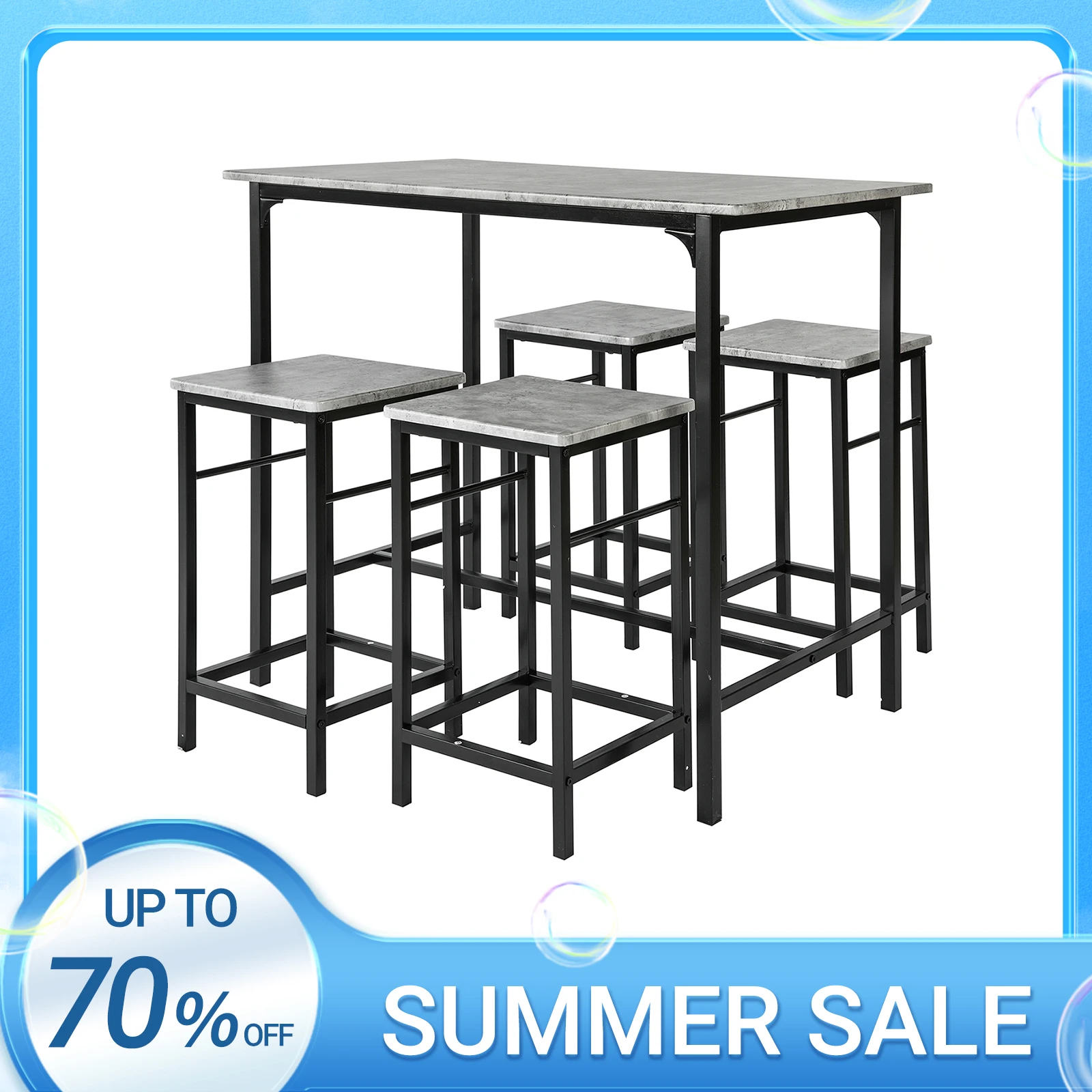 SoBuy OGT11 juego de mesa de bar, 5 piezas, mesa de comedor, mesa de bistró con 4 sillas, grupo de asientos