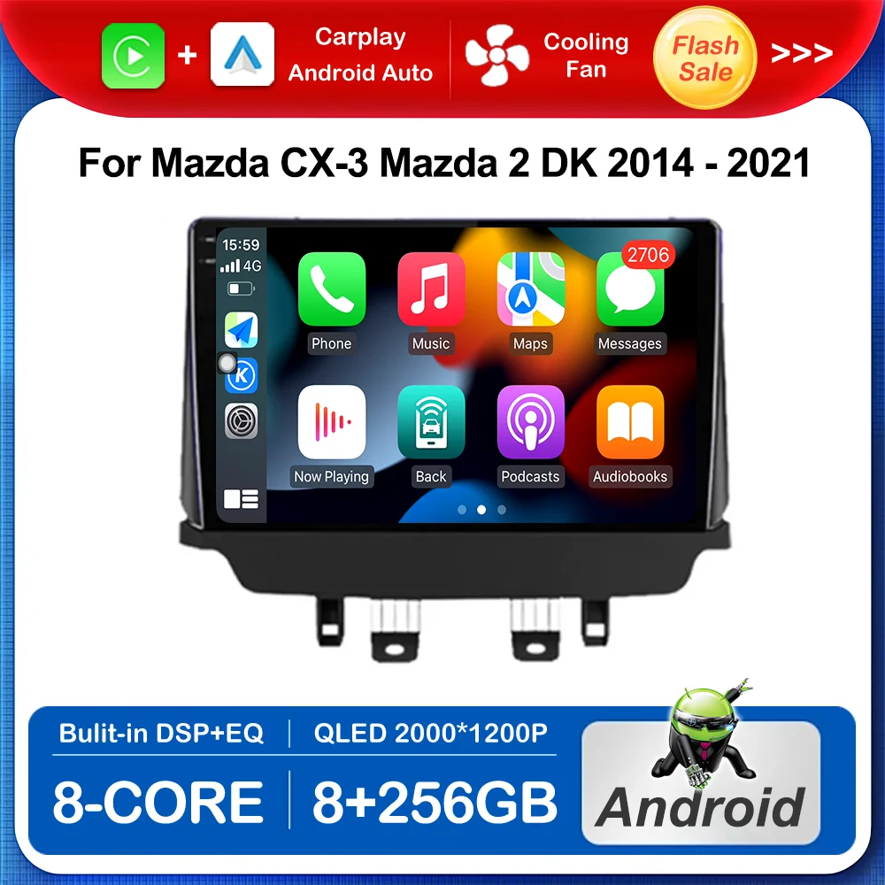 

9 '' Android OS Car Radio Multimedia Player for Mazda CX-3 Mazda 2 DK 2014 - 2021 GPS Navigation Wireless Carplay 4G DSP Stereo