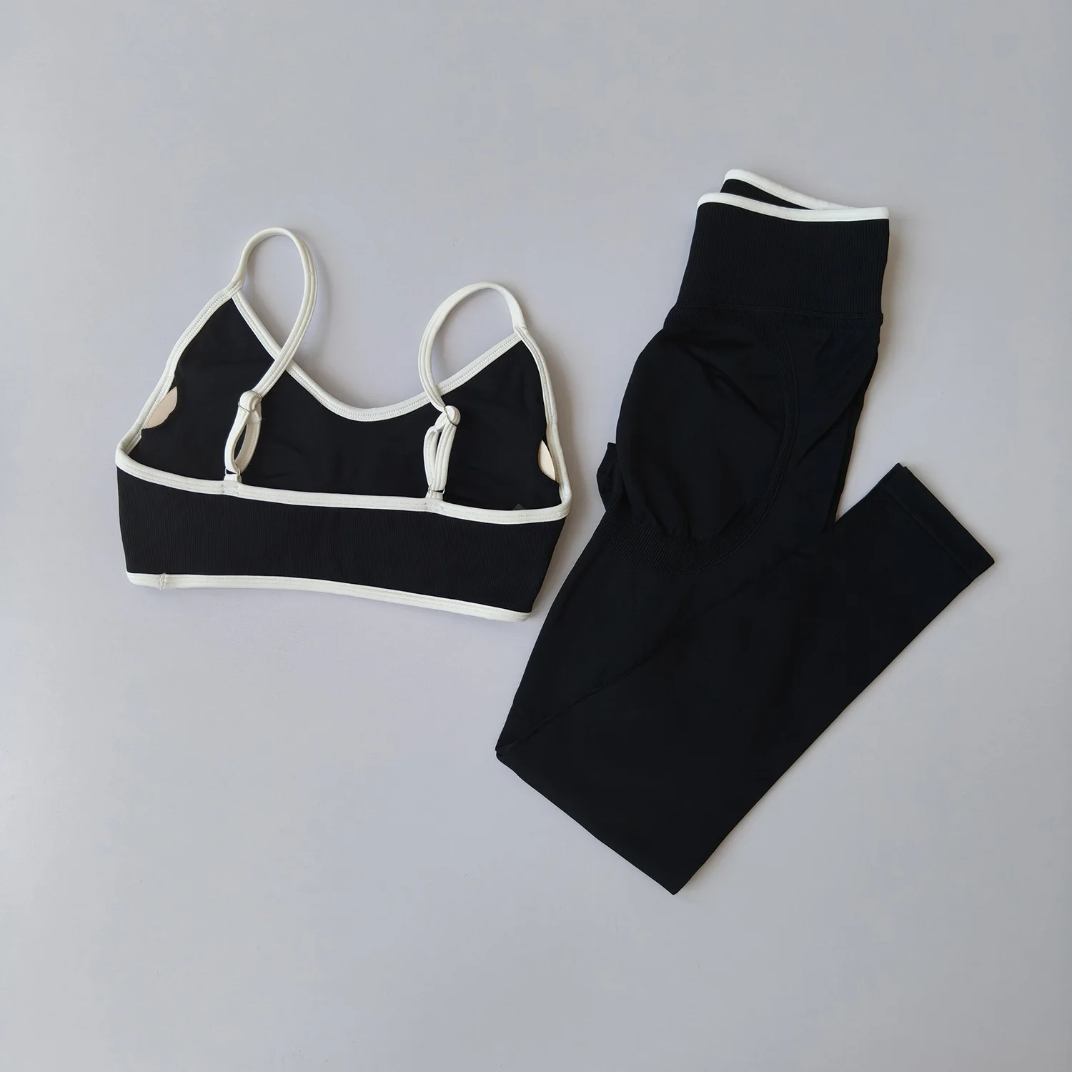 Nahtloses Fitness-Set für Damen, Trainingsanzug, Yoga-Sets, Sportbekleidung, Workout-Leggings mit mittlerer Taille, Sport-BH, Fitnesskleidung, Fitnessanzug – Detail 23