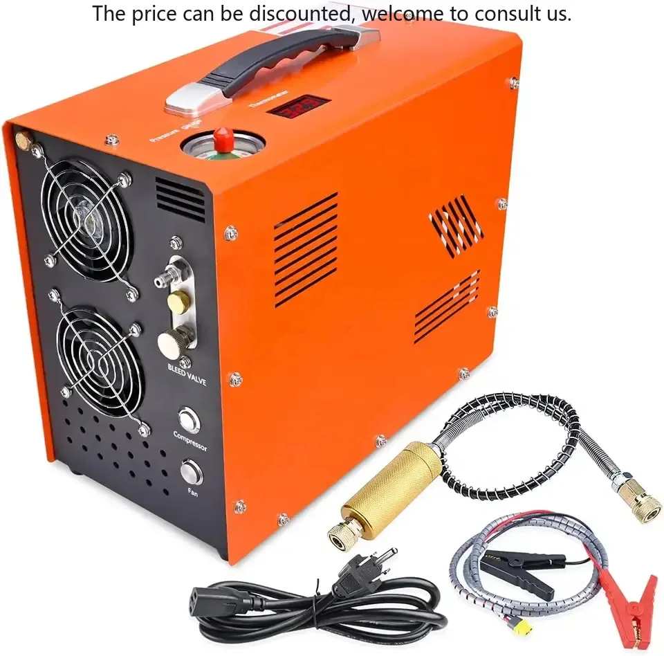 

TUXING Manufacturer Custom Color 12V 4500psi 300bar 30mpa Oil-less 220V Auto Stop Double Cylinder Breathing PCP Air Compressor
