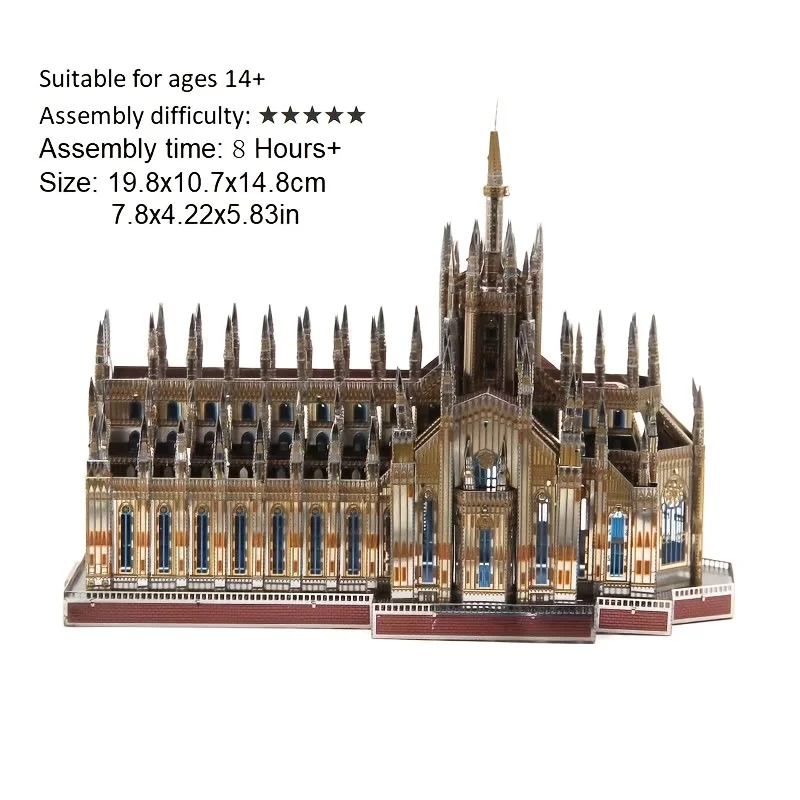 Puzzle 3D in metallo della Cattedrale di Colonia, modello fai-da-te tagliato al laser, modello di puzzle per adulti, giocattoli educativi, decorazione da scrivania
