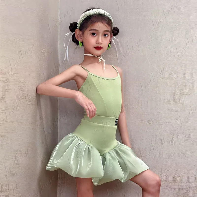 여아용 전문 트레이닝 공연 드레스, 홀터 스타일 댄스 드레스, 라틴 댄스 드레스, 어린이 연습복