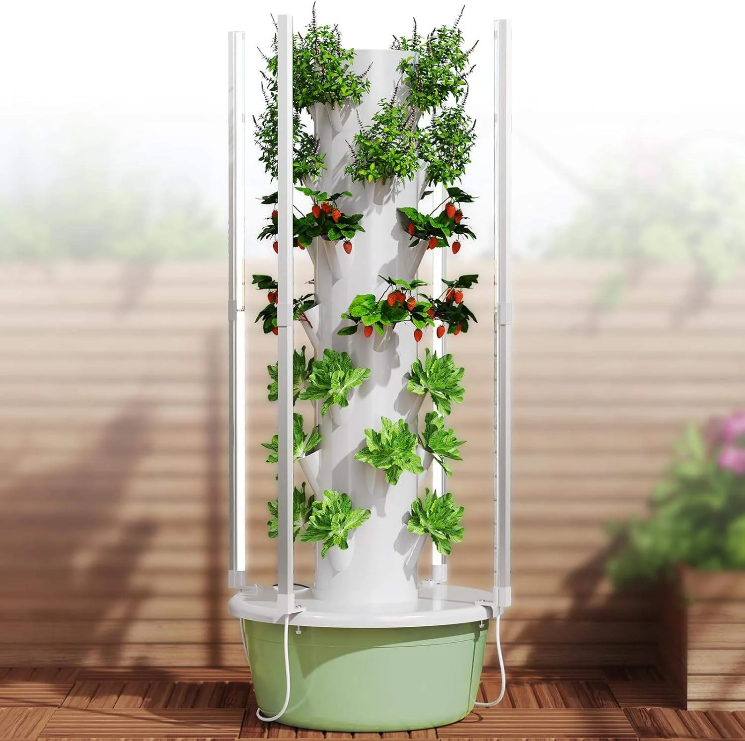 Hydroponic Growing Kit System with 4 LED Grow Lights,Hydroponics Tower Set, 7 Layer 28 Pots Planter, Vertical Hydro Tower Indoor