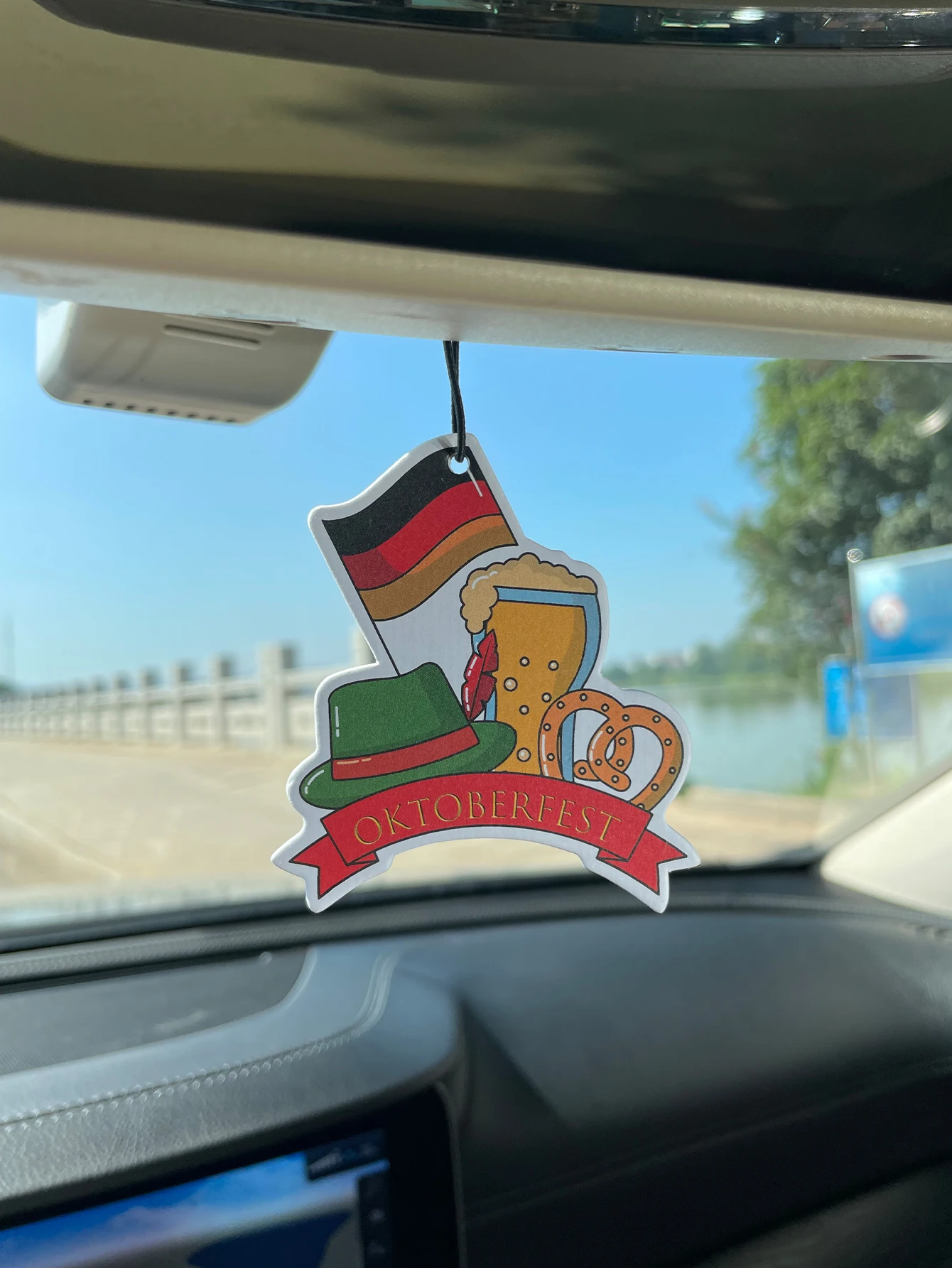 Oktoberfest German Flag Beer Pretzel Hat Car Air Freshener, Hanging Scent Card, Natural Plant Extract Fragrance, Alcohol-Free, H