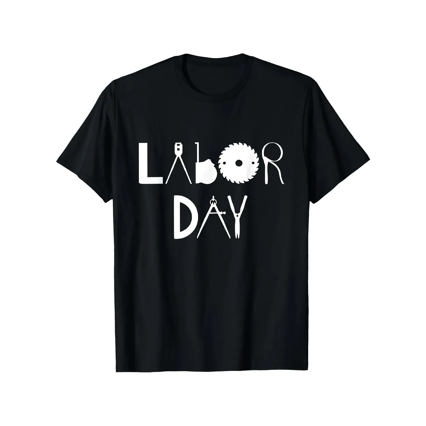 

Labor Day Tools Graphic Tee Soft Cotton Crew Neck T-Shirt Casual Daily Wear Unisex