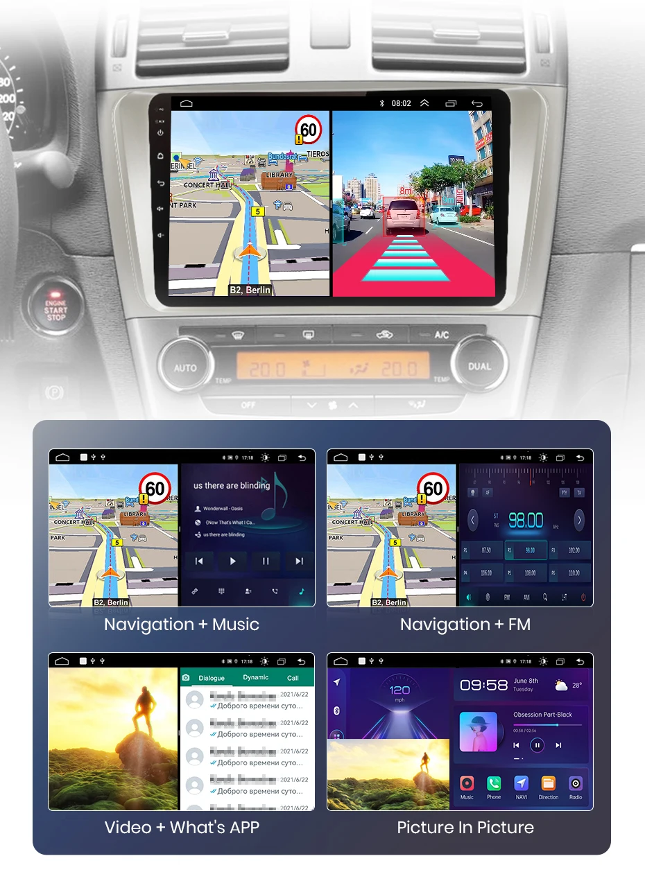 Junsun drahtloses Carplay Android Auto Autoradio für Toyota Avensis T27 2013-2016 intelligente Systeme Stereo Multimedia Autoradio – Detail 23