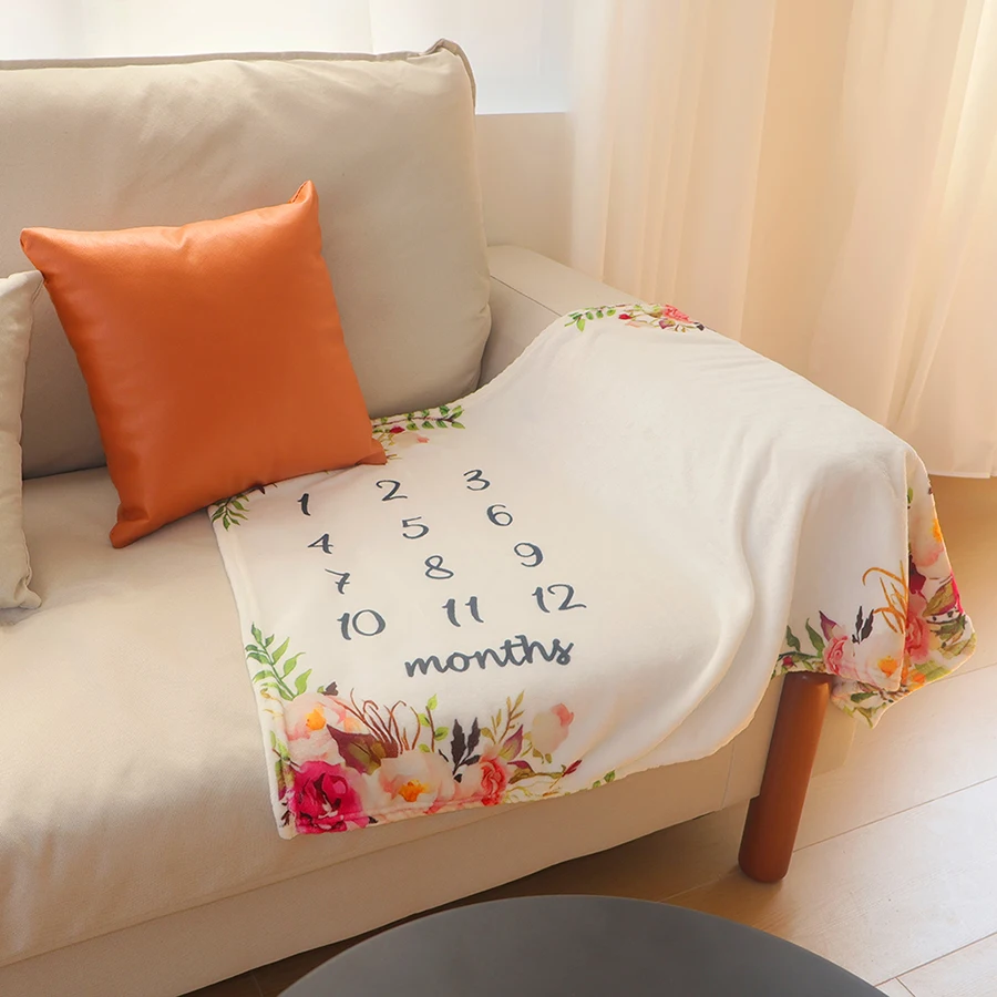 Newborn Milestone Blankets Baby Monthly Growth Souvenirs Infant Photo Shooting Background Blanket Match Wood Dics Card