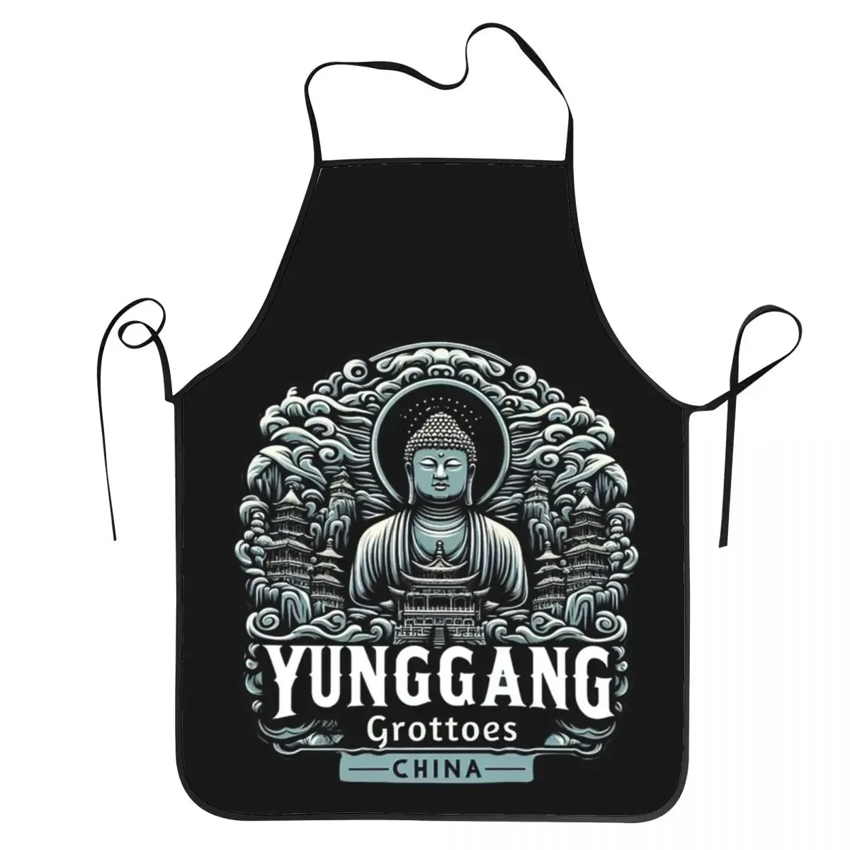 

Yungang Grottoes China Apron Chef Cooking Cuisine Tablier Waterproof Bib Kitchen Cleaning Pinafore for Women Men Gardening