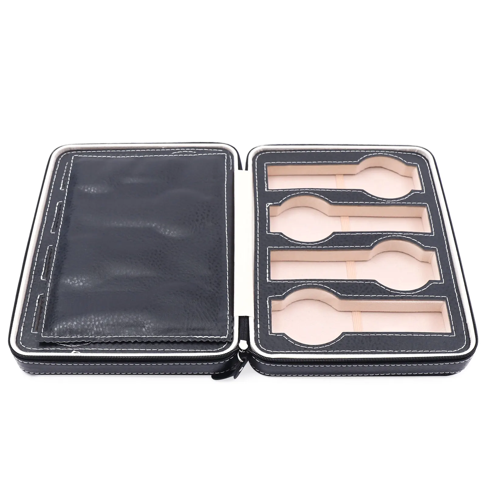 時計収納バッグ、男性と女性のための時計バッグ、個人使用のためのジッパーPU付き時計ディスプレイバッグ、または店舗ディスプレイブラック