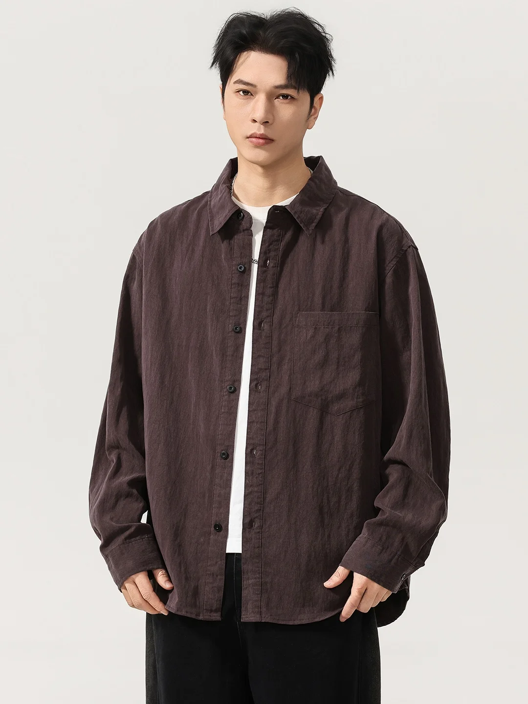 

Мужская свободная повседневная рубашка-куртка в американском ретро-стиле из вискозы с длинным рукавом, с воротником, весенняя новинка от модного бренда