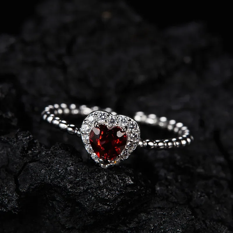 S925 sterling silver natural garnet topaz diopside color treasure amethyst love ring wholesale by female manufacturers