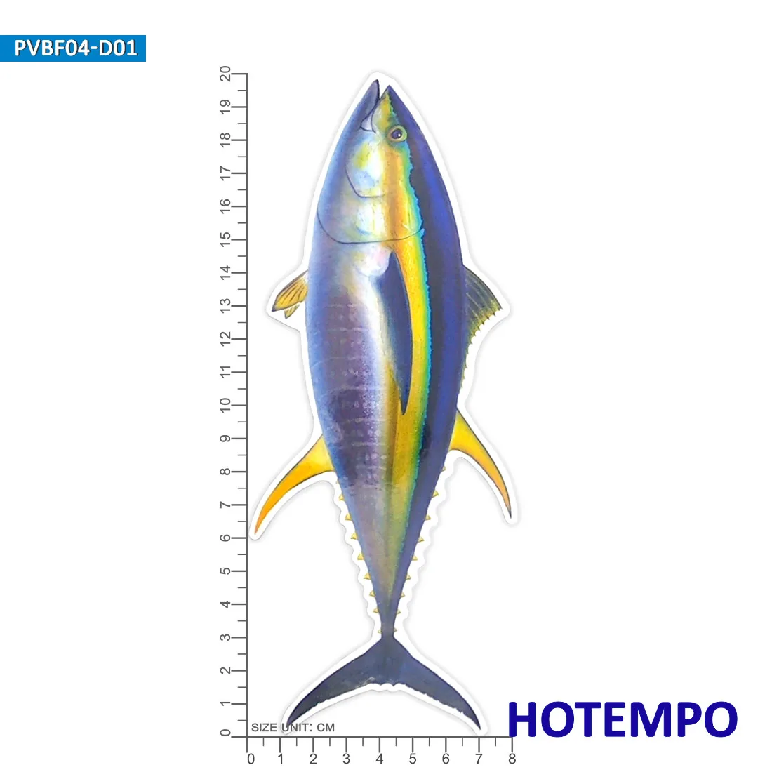 20cm 7.87inch Big Size Fish Yellowfin Tuna Waterproof Stickers for Laptop Luggage Skateboard Glass Fishing Box Boat Car Sticker