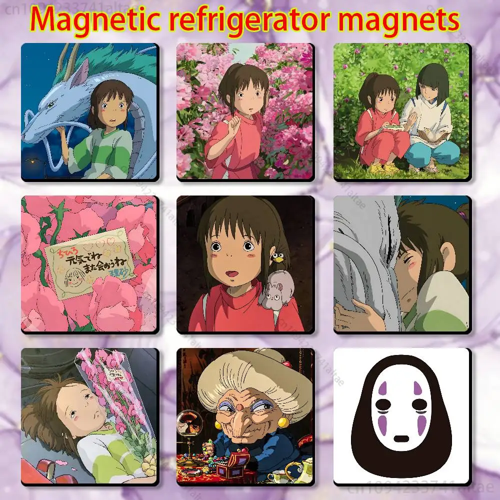 Imán para Refrigerador de Sen to Chihiro no Kamikakushi, Personalizado, Magnético, Duradero, de Plástico, con Superficie Cuadrada para Imágenes