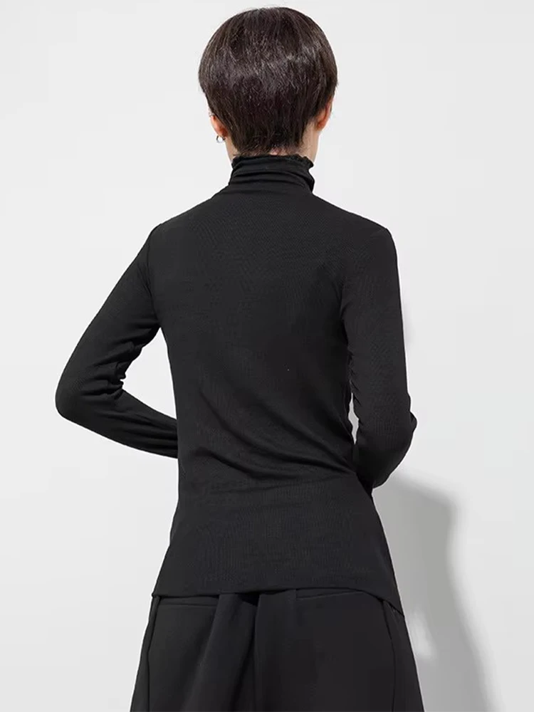 Amax luluE 2024 Nowa Wiosenna Europejska Moda Damska Luźne Koszulki Punkowe Czarne Golfy Vintage Ciepłe Oversize'owe Ubrania